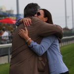 Sean Fitzhenry hugs trainer Catherine Day Phillips
